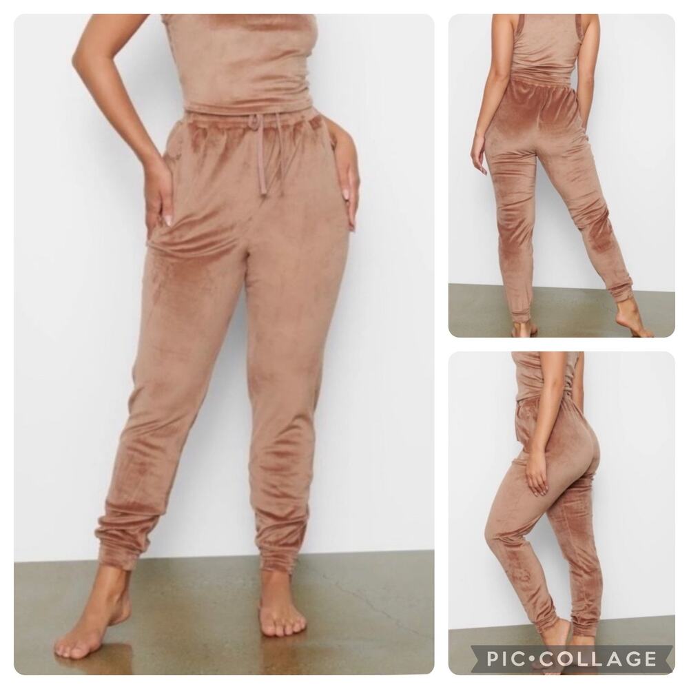 SKIMS Size Large Velour Track Pant in Sienna Women’s Lounge Sweat Pants NWT